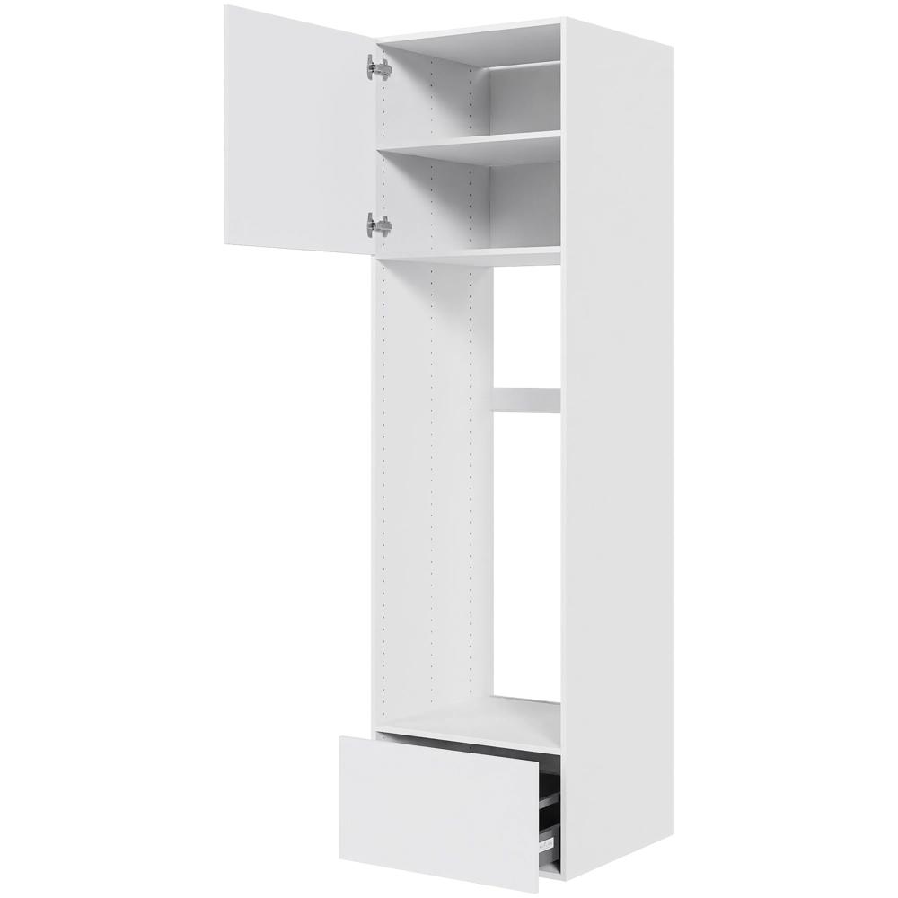 Ekstra højt indbygningsskab til køl H: 214,4 cm D: 60,0 cm - Toplåge og skuffe deludtræk/softluk