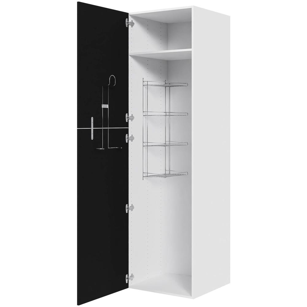 Køkken ekstra højt kosteskab i Cibo Nero H: 214,4 cm D: 60,0 cm - Inklusiv 1 hylde, 1 trådreol, 1 slangeholder - Bredde: 60 cm