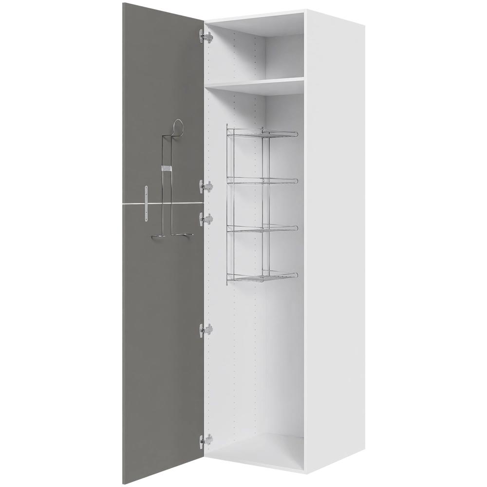 Køkken ekstra højt kosteskab i Cibo Grigio H: 214,4 cm D: 60,0 cm - Inklusiv 1 hylde, 1 trådreol, 1 slangeholder - Bredde: 60 cm