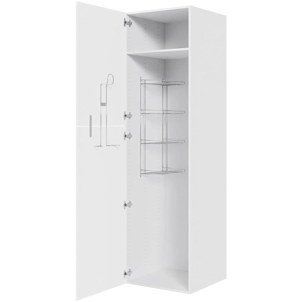 Køkken ekstra højt kosteskab i Cibo Bianco H: 214,4 cm D: 60,0 cm - Inklusiv 1 hylde, 1 trådreol, 1 slangeholder - Bredde: 60 cm