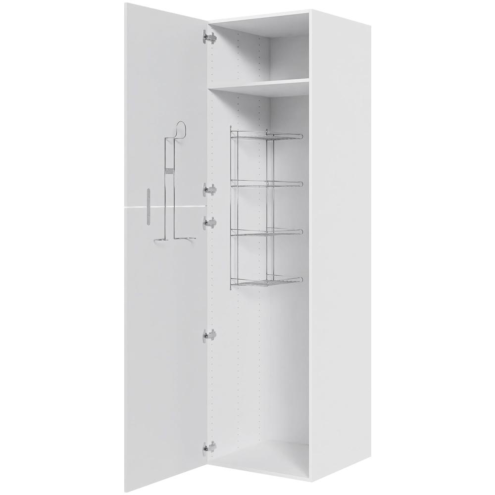 Køkken ekstra højt kosteskab i Romantik H: 214,4 cm D: 60,0 cm - Inklusiv 1 hylde, 1 trådreol, 1 slangeholder - Bredde: 60 cm