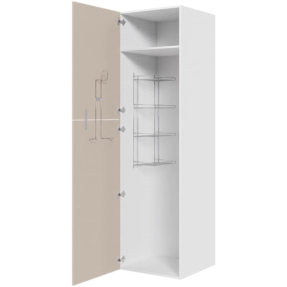 XL Kosteskab 60Â cm med hylde, trådreol, silver slangeholder og to-delt låge
