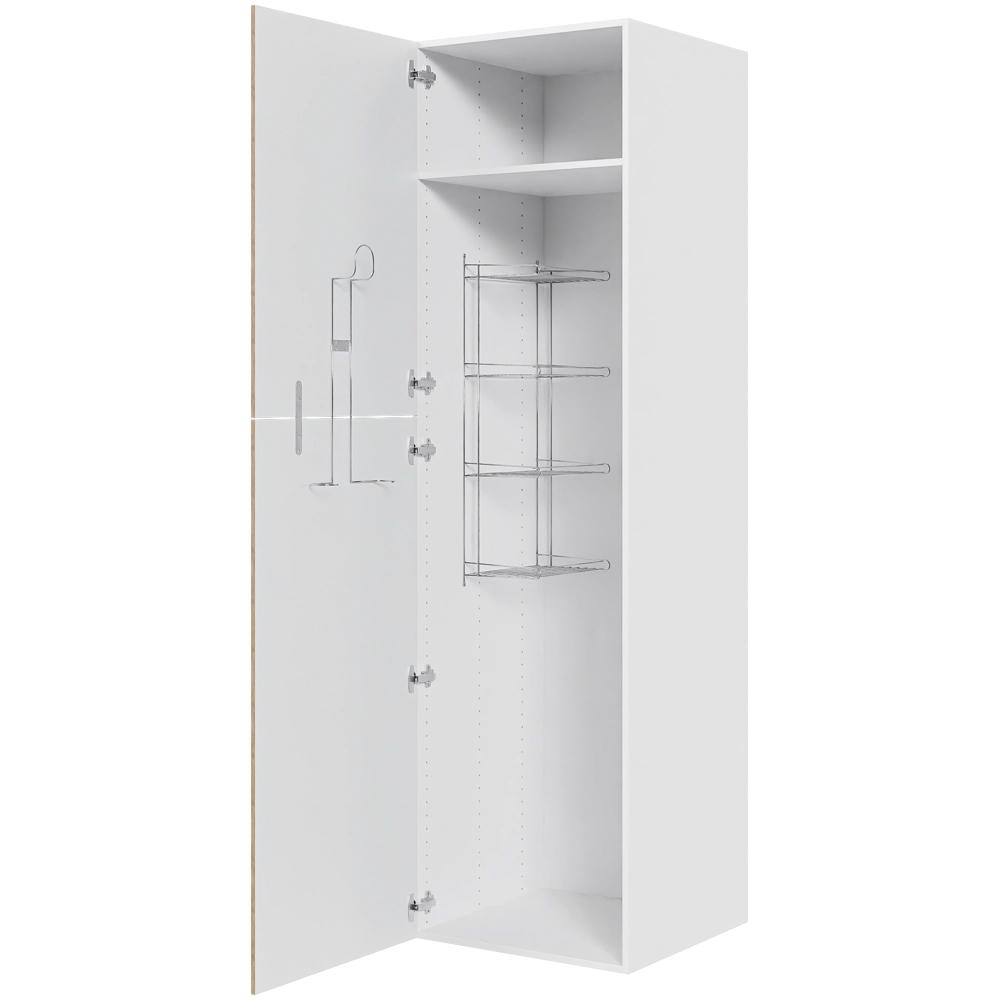 Køkken ekstra højt kosteskab i London H: 214,4 cm D: 60,0 cm - Inklusiv 1 hylde, 1 trådreol, 1 slangeholder - Bredde: 60 cm