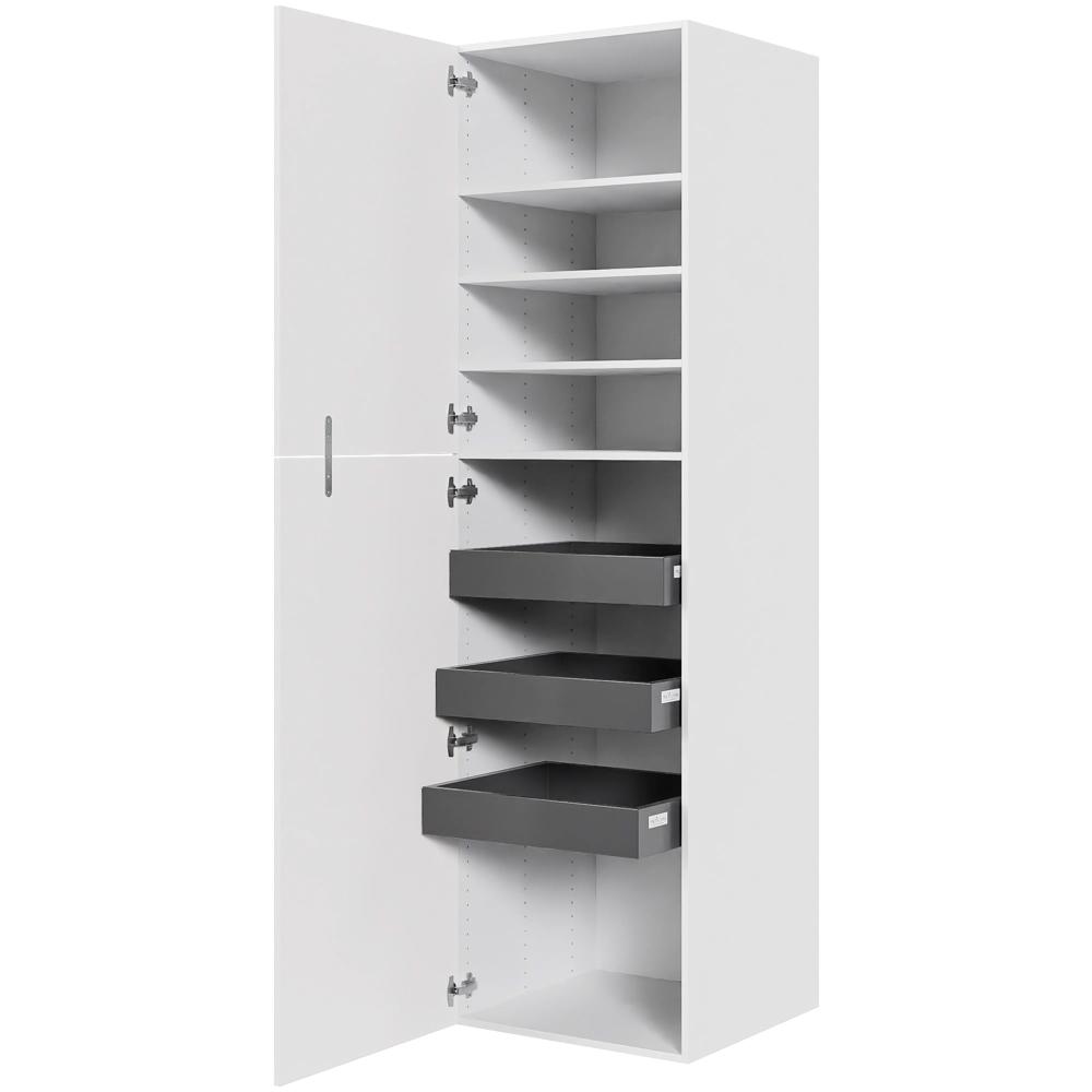 Multi-Living XL Linnedskab 60Â cm med 4 hylder, 3 bakker og to-delt låge - deludtræk