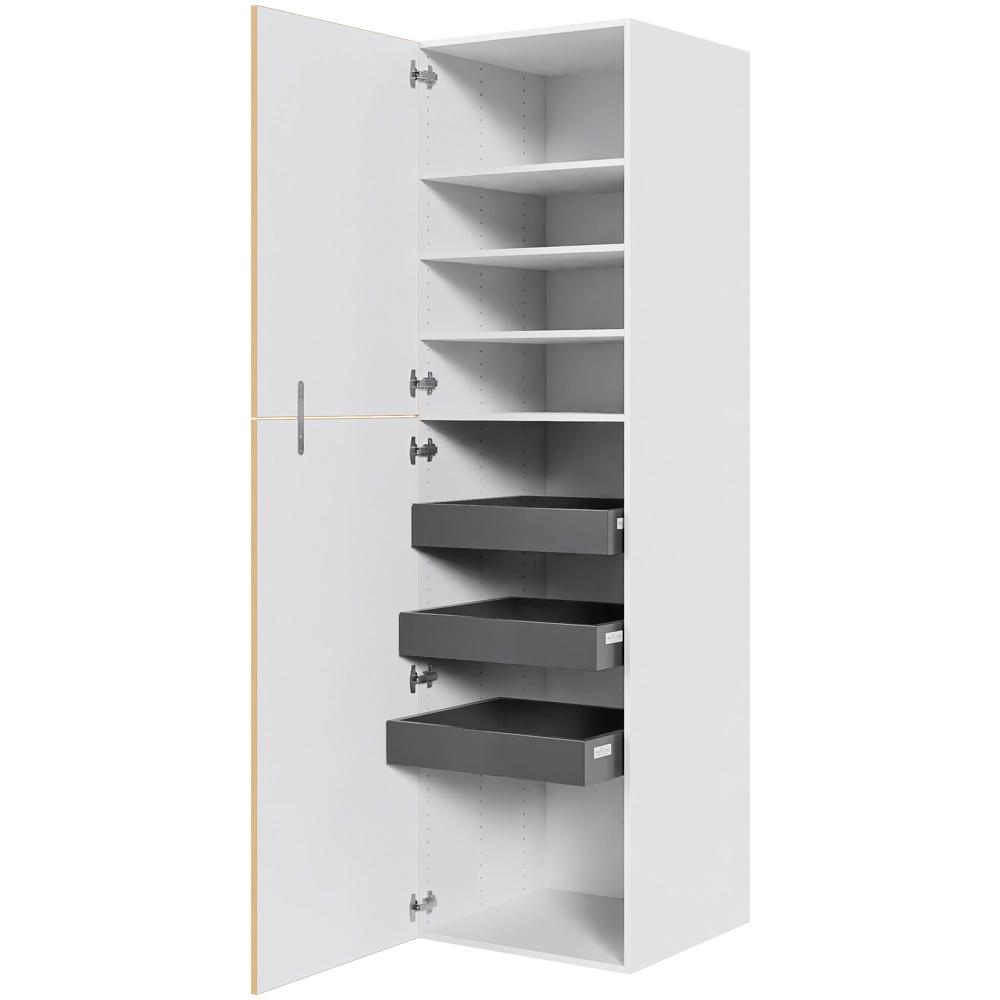 Multi-Living Køkken ekstra højt linnedskab  i White/Oak Line H: 214,4 cm D: 60,0 cm - Inklusiv 4 hylder samt 3 bakker. - Bredde: 60 cm