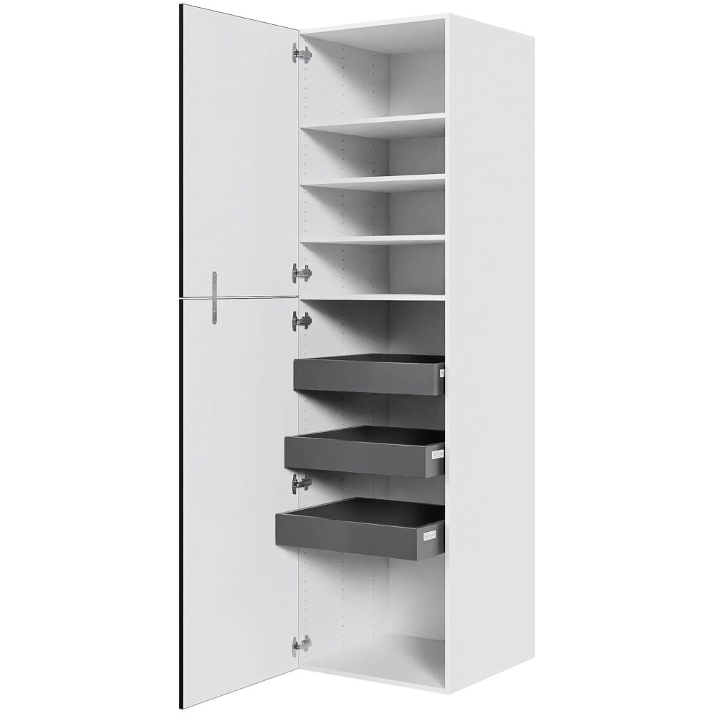 Multi-Living Køkken ekstra højt linnedskab  i White/Black line H: 214,4 cm D: 60,0 cm - Inklusiv 4 hylder samt 3 bakker. - Bredde: 60 cm