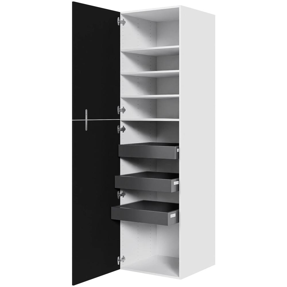 Multi-Living Køkken ekstra højt linnedskab  i Cibo Nero H: 214,4 cm D: 60,0 cm - Inklusiv 4 hylder samt 3 bakker. - Bredde: 60 cm