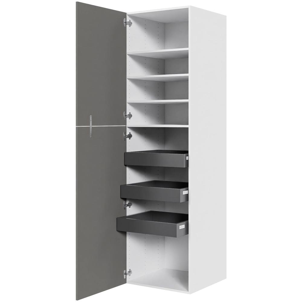 Multi-Living Køkken ekstra højt linnedskab  i Cibo Grigio H: 214,4 cm D: 60,0 cm - Inklusiv 4 hylder samt 3 bakker. - Bredde: 60 cm