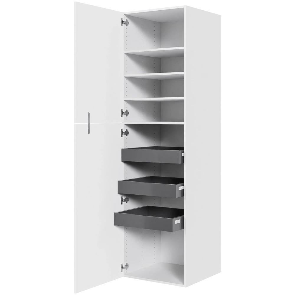 Multi-Living Køkken ekstra højt linnedskab  i Cibo Bianco H: 214,4 cm D: 60,0 cm - Inklusiv 4 hylder samt 3 bakker. - Bredde: 60 cm