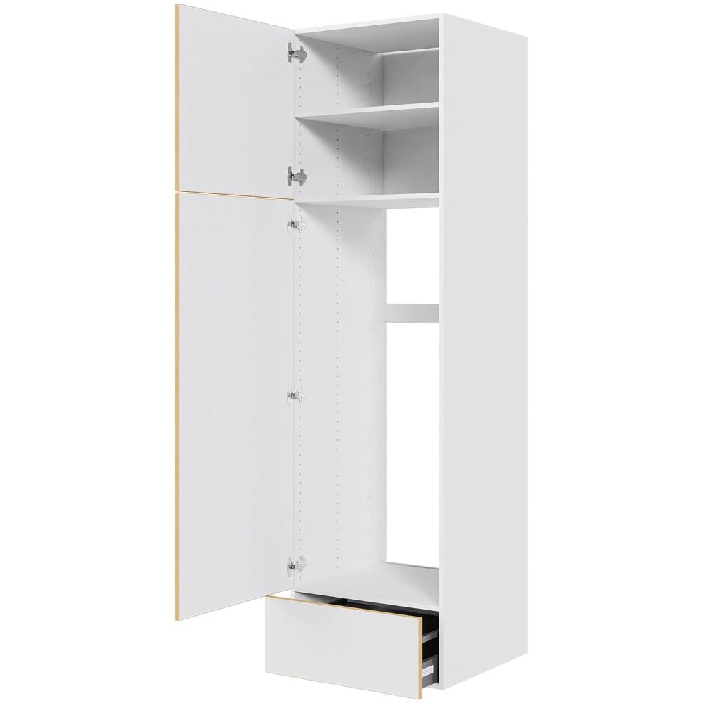 Multi-Living Køkken ekstra højt indbygningsskab til ovn  i White/Oak Line H: 214,4 cm D: 60,0 cm - 2 låger & 1 skuffe fuldudtræk/softluk - Bredde: 60 cm