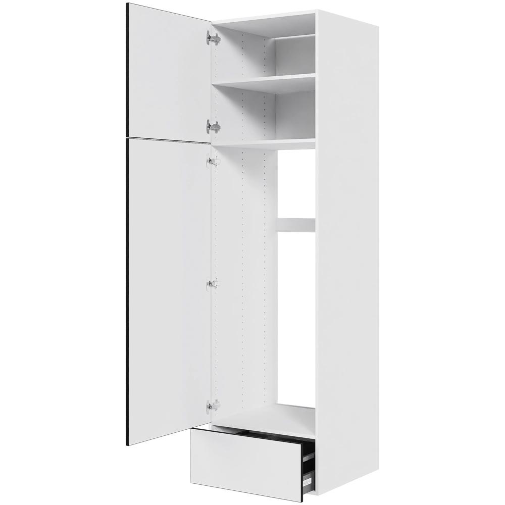 Multi-Living Køkken ekstra højt indbygningsskab til ovn  i White/Black line H: 214,4 cm D: 60,0 cm - 2 låger & 1 skuffe fuldudtræk/softluk - Bredde: 60 cm