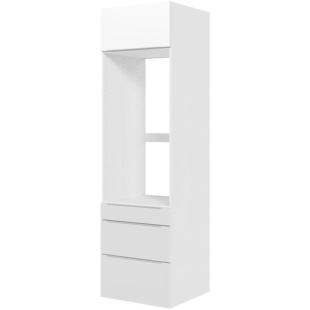 Billede af Multi-Living Køkken ekstra højt indbygningsskab til ovn i Hvid Front Paris H: 214,4 cm D: 60,0 cm - 1 låge & 3 skuffer fuldudtræk/softluk - Bredde: 60 cm