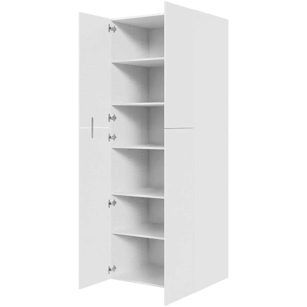 Ekstra højt hyldeskab i Malet Hvid Front H: 214,4 cm D: 60,0 cm - 2 delt låge inklusiv 5 hylder - Bredde: 80 cm