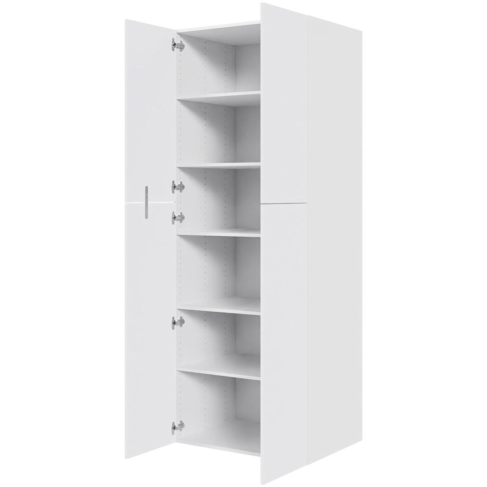 Ekstra højt hyldeskab i Hvid Front H: 214,4 cm D: 60,0 cm - 2 delt låge inklusiv 5 hylder - Bredde: 80 cm