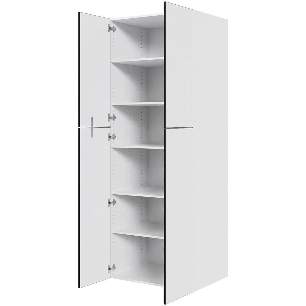 Ekstra højt hyldeskab i White/Black line H: 214,4 cm D: 60,0 cm - 2 delt låge inklusiv 5 hylder - Bredde: 80 cm