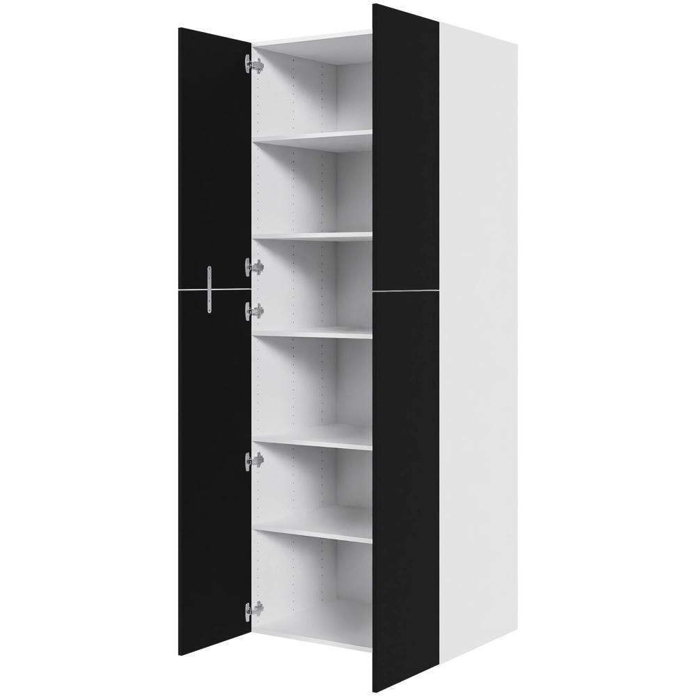 Ekstra højt hyldeskab i Cibo Nero H: 214,4 cm D: 60,0 cm - 2 delt låge inklusiv 5 hylder - Bredde: 80 cm