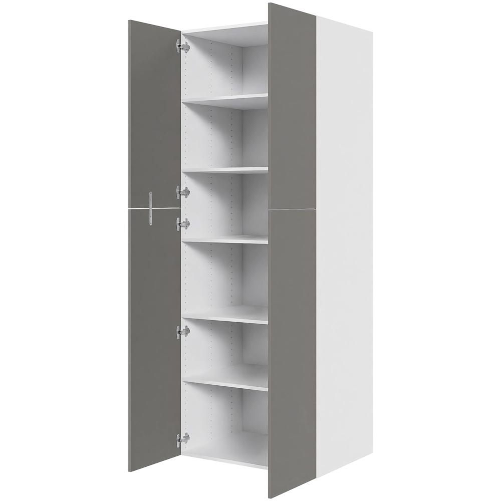 Ekstra højt hyldeskab i Cibo Grigio H: 214,4 cm D: 60,0 cm - 2 delt låge inklusiv 5 hylder - Bredde: 80 cm