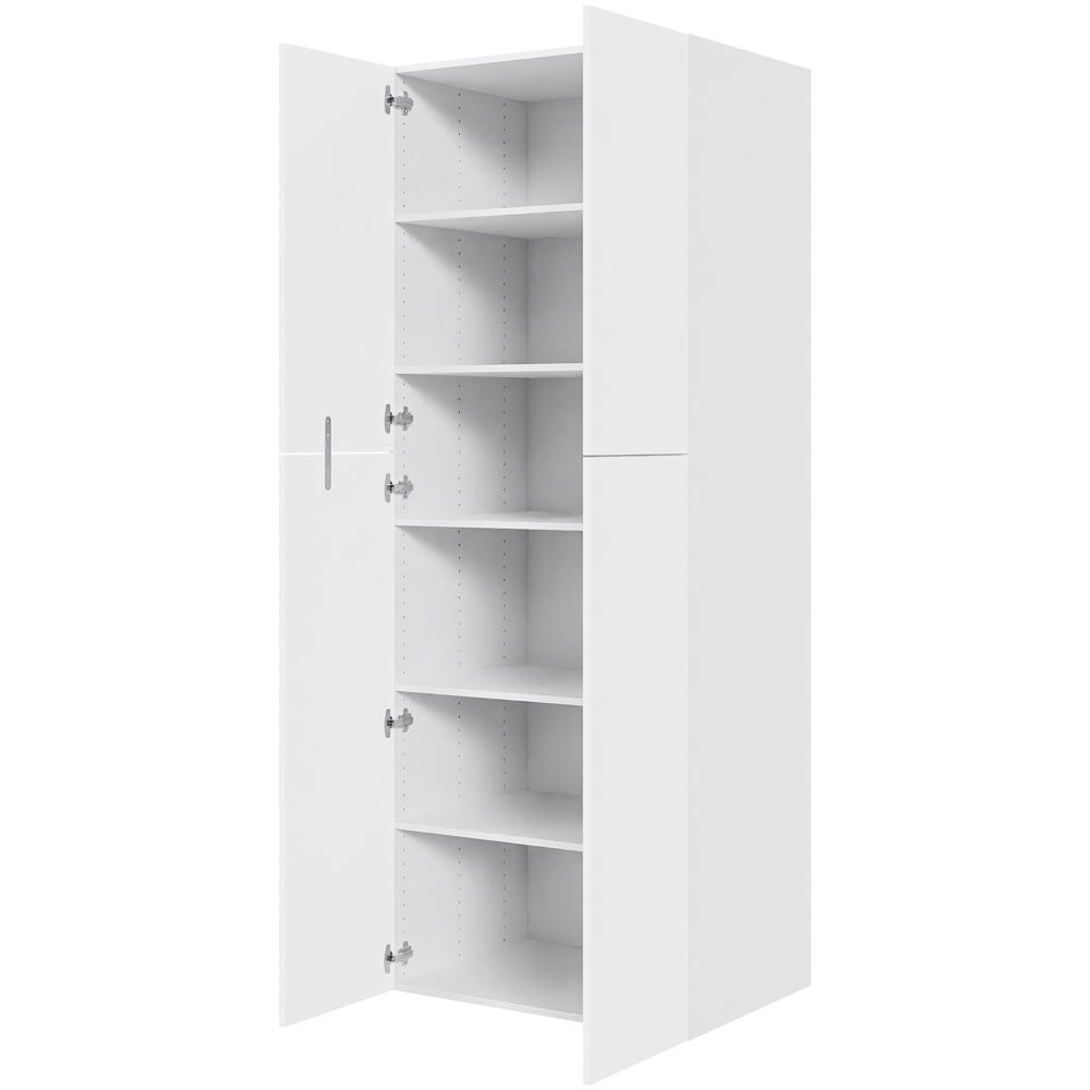 Ekstra højt hyldeskab i Cibo Bianco H: 214,4 cm D: 60,0 cm - 2 delt låge inklusiv 5 hylder - Bredde: 80 cm