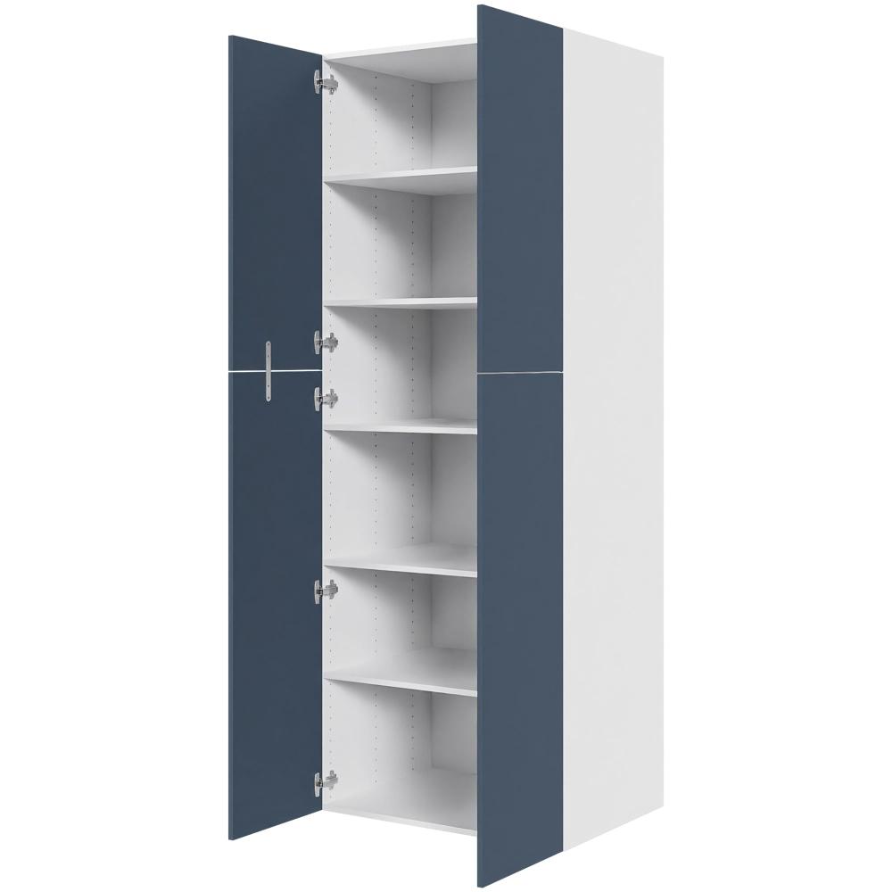 Ekstra højt hyldeskab i Cibo Blue H: 214,4 cm D: 60,0 cm - 2 delt låge inklusiv 5 hylder - Bredde: 80 cm