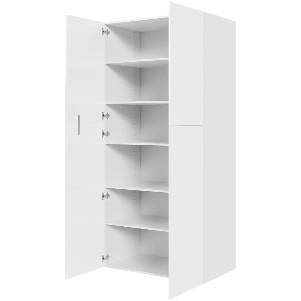 Køkken ekstra højt hyldeskab i Hvid Højglans H: 214,4 cm D: 60,0 cm - 2 delt låge inklusiv 5 hylder - Bredde: 100 cm