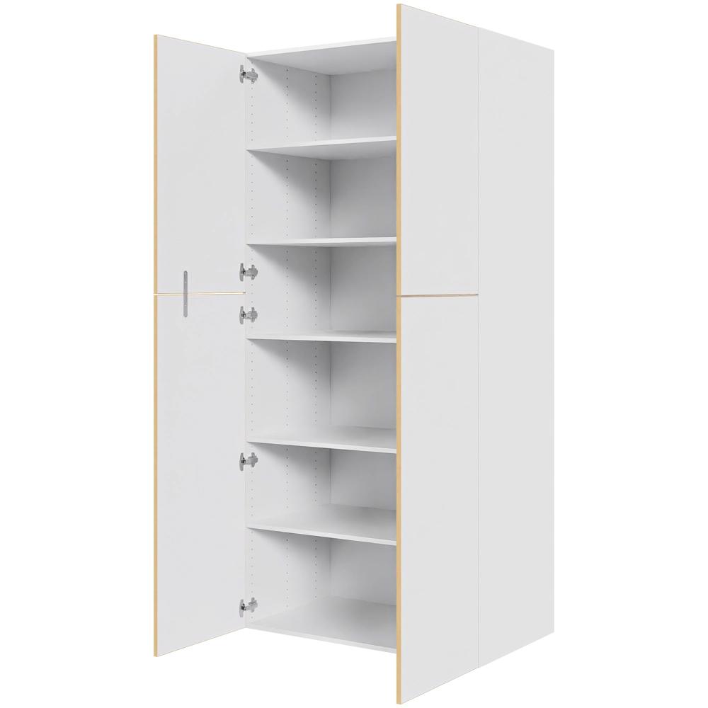 Køkken ekstra højt hyldeskab i White/Oak Line H: 214,4 cm D: 60,0 cm - 2 delt låge inklusiv 5 hylder - Bredde: 100 cm
