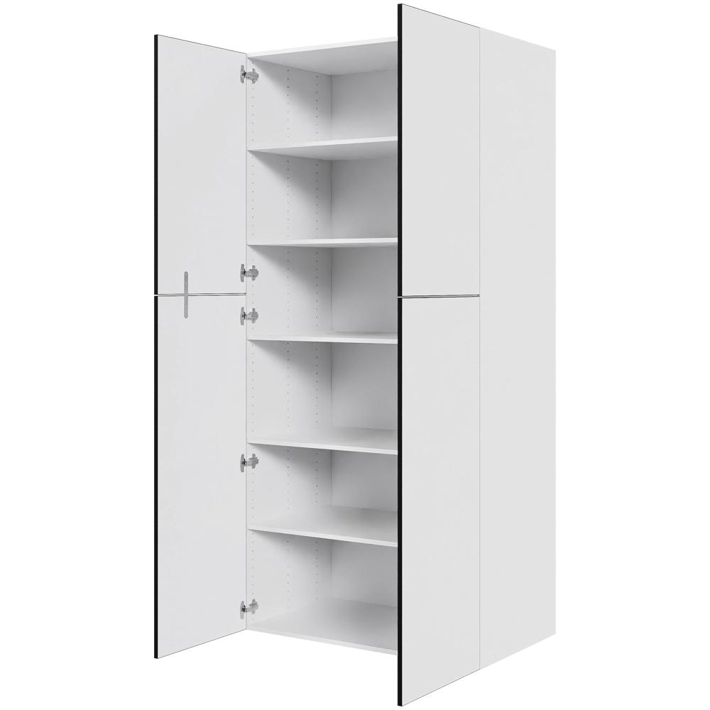 Køkken ekstra højt hyldeskab i White/Black line H: 214,4 cm D: 60,0 cm - 2 delt låge inklusiv 5 hylder - Bredde: 100 cm