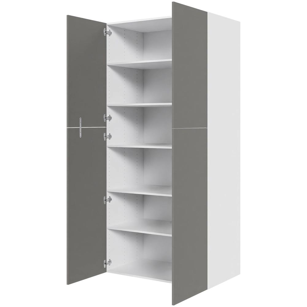 Køkken ekstra højt hyldeskab i Cibo Grigio H: 214,4 cm D: 60,0 cm - 2 delt låge inklusiv 5 hylder - Bredde: 100 cm