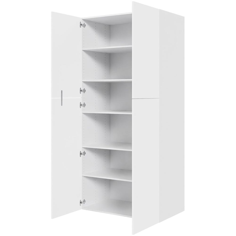 Køkken ekstra højt hyldeskab i Cibo Bianco H: 214,4 cm D: 60,0 cm - 2 delt låge inklusiv 5 hylder - Bredde: 100 cm