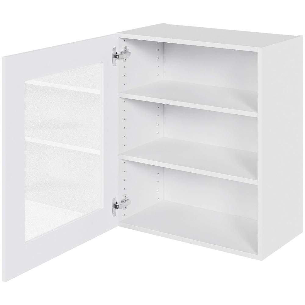 Vitrineskab overskab H: 70,4 cm D: 34,0 cm - Låge med klart glas inklusiv 2 hylder
