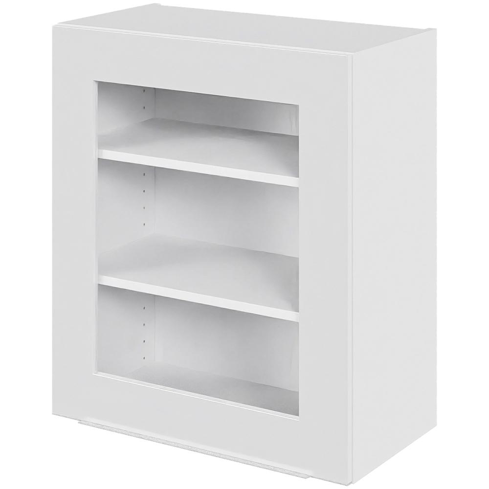 Billede af Multi-Living Køkken vitrineskab i Malet Hvid Front Paris overskab H: 70,4 cm D: 34,0 cm - Låge med klart glas inklusiv 2 hylder - Bredde: 60 cm