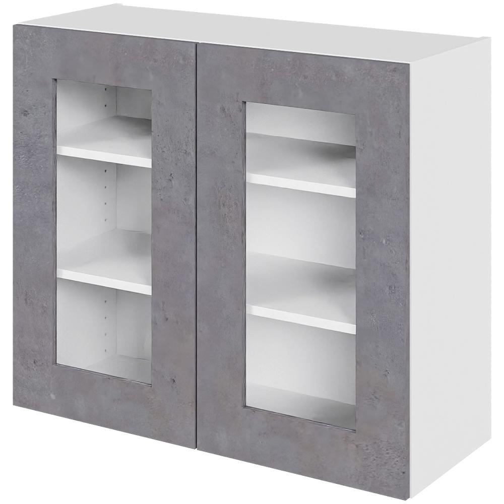 Billede af Multi-Living Køkken vitrineskab i Riga overskab H: 70,4 cm D: 34,0 cm - Låge med klart glas inklusiv 2 hylder - Bredde: 80 cm