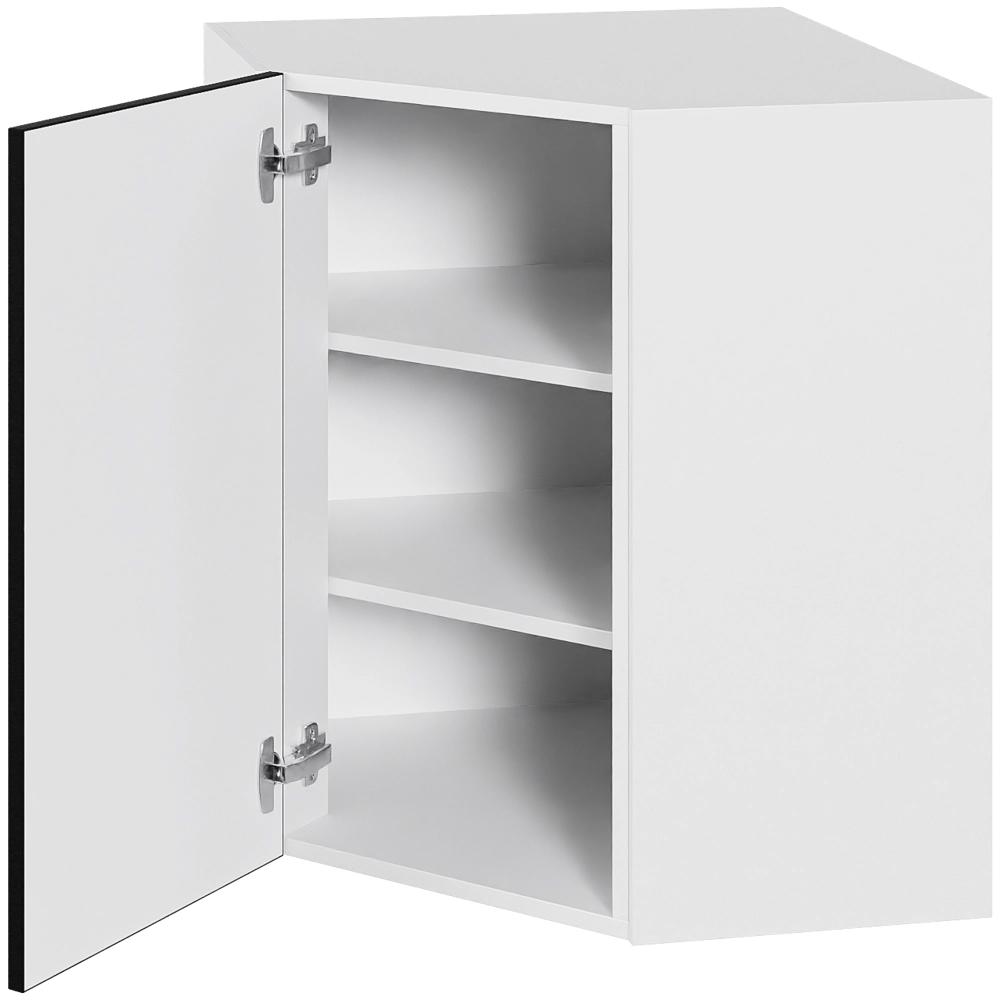 Køkken over/hjørneskab i White/Black line H: 70,4 cm D: 34,0 cm - Diagonal låge - Bredde: 60 cm