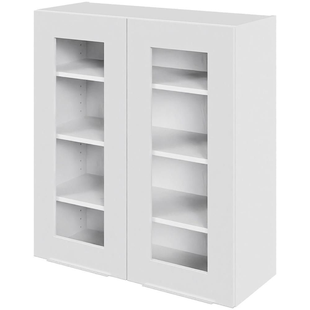 Billede af Multi-Living Køkken vitrineskab i Malet Hvid Front Paris overskab H: 89,6 cm D: 34,0 cm - Låge med klart glas inklusiv 2 hylder - Bredde: 80 cm