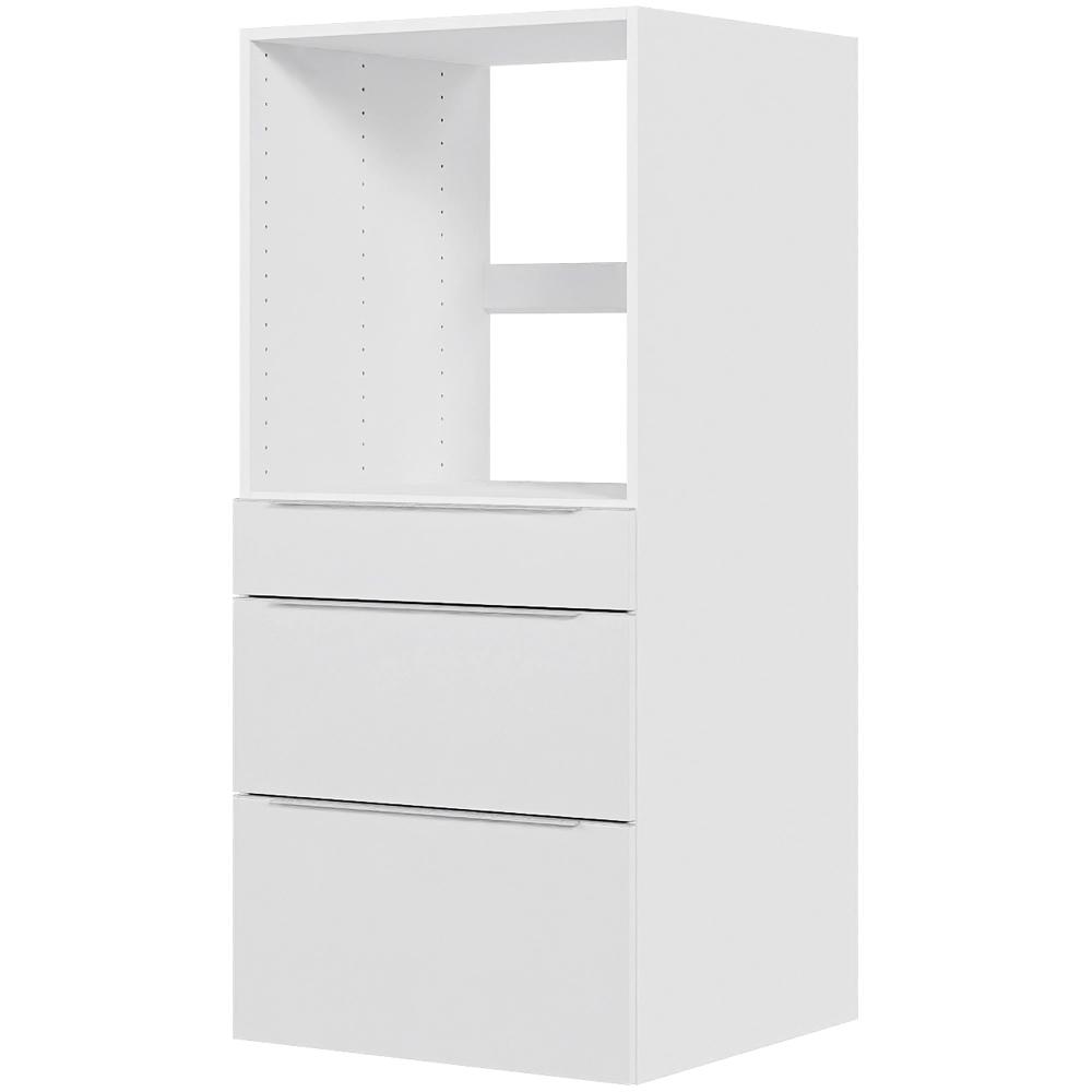 Billede af Multi-Living Køkken indbygningsskab i Malet Hvid Front Paris til ovn H: 131,2 cm D: 60,0 cm - 3 skuffer fuldudtræk/softluk - Bredde: 60 cm