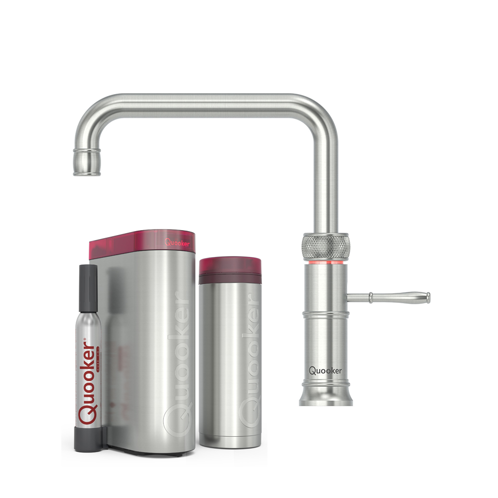 Quooker Classic Fusion Square Inkl. Pro3 & Cube Rustfrit Stål