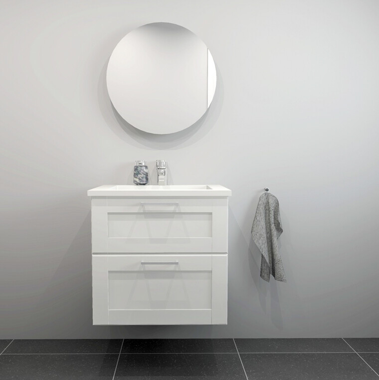 Kitchn Badsæt B:62 cm med hvid marmor vask  Vælg mellem flere fronter
