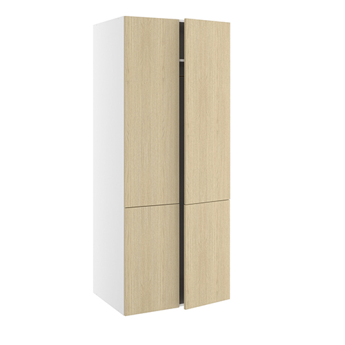 Garderobeskab, m/dobbelt låger, 2-delt sammensat, 1 hylde, 1 bøjlestang (leveres usamlet). H:1952 B:1000 D:580