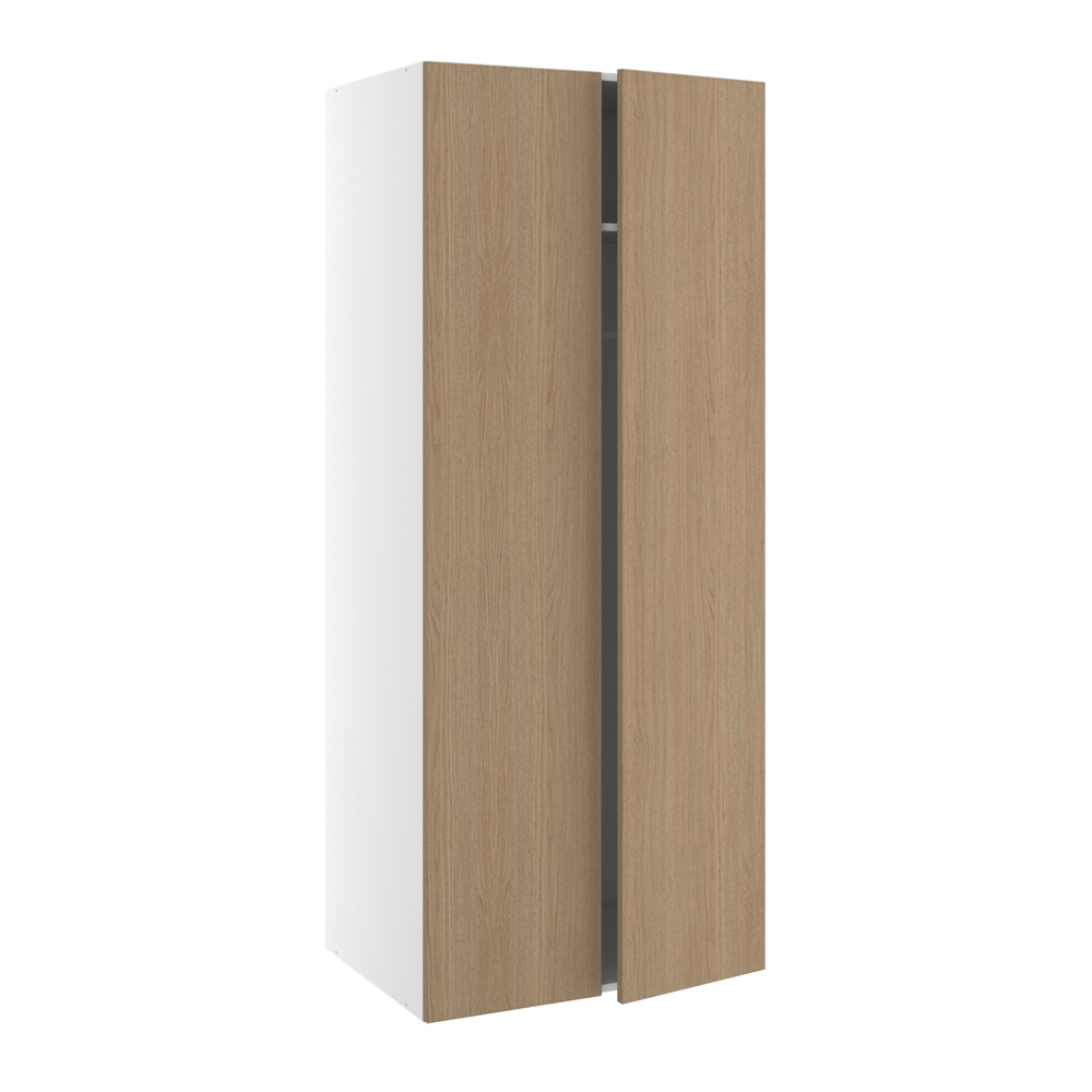 Garderobeskab, m/dobbelt låger, 3 hylder og mellemside, 1 hylde, 1 bøjlestang (leveres usamlet). H:1952 B:800 D:580