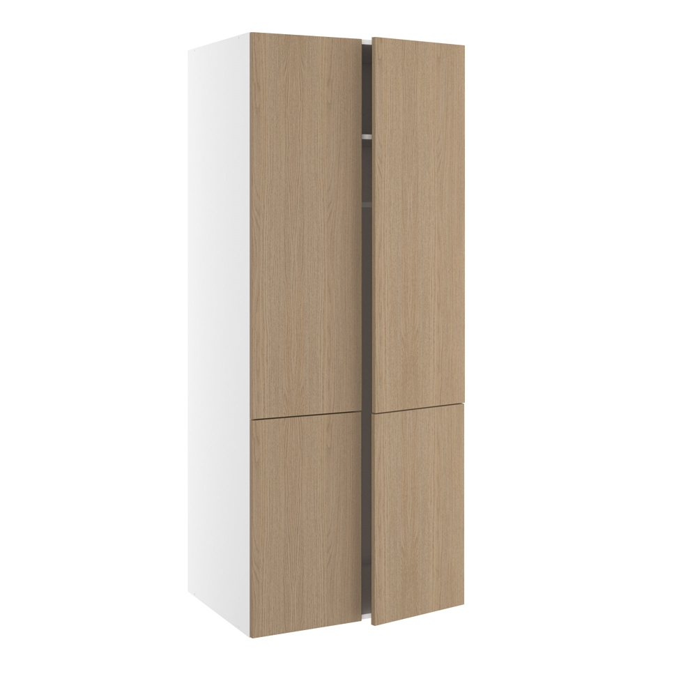 Garderobeskab, m/dobbelt låger, 2-delt sammensat, 3 hylder og mellemside, 1 hylde, 1 bøjlestang (leveres usamlet). H:1952 B:800 D:580