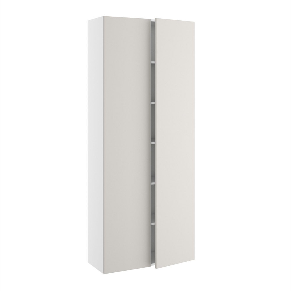 Højskab, halv dybde, m/dobbelt låger, 4 hylder, 1 konstruktionshylde (leveres usamlet). H:1952 B:800 D:320