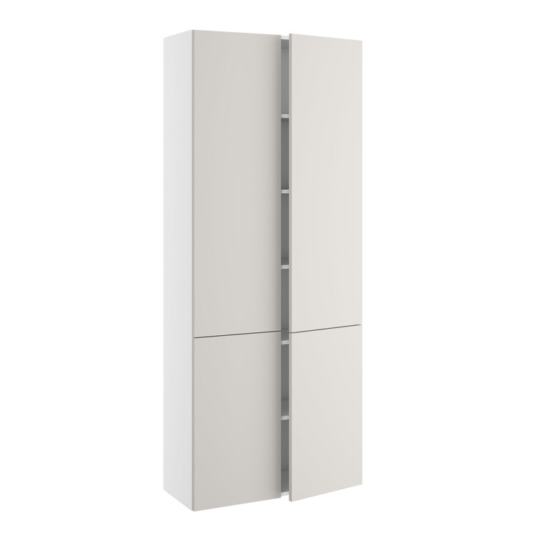 Højskab, halv dybde, m/dobbelt låger, 2-delt sammensat, 5 hylder (leveres usamlet). H:1952 B:800 D:320