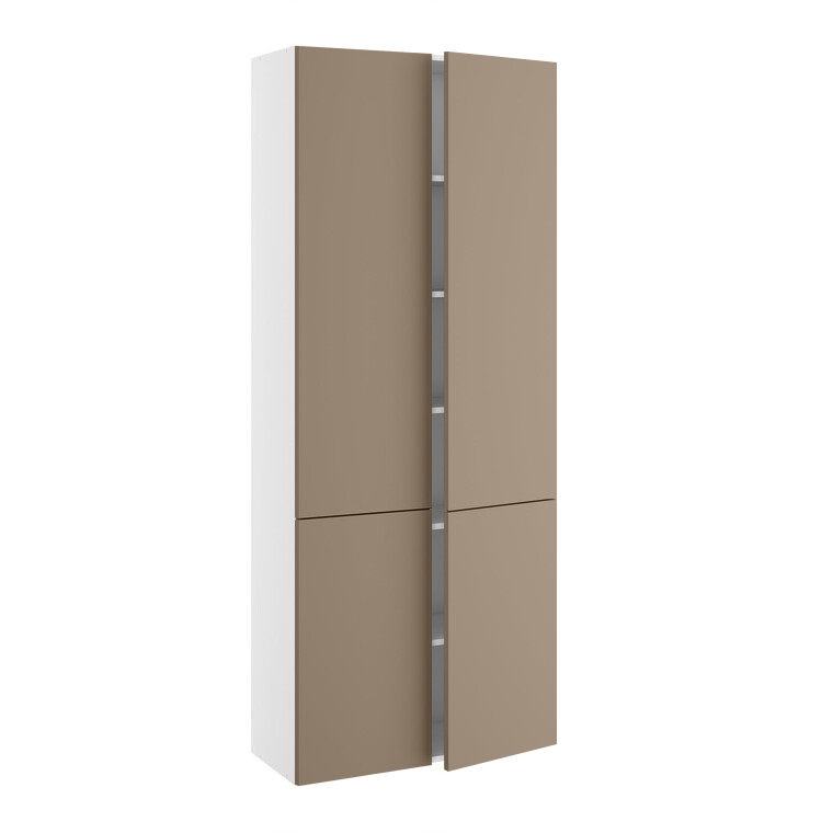 Højskab, halv dybde, m/dobbelt låger, 2-delt sammensat, 5 hylder (leveres usamlet). H:1952 B:800 D:320