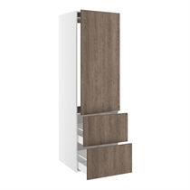 Kitchn Højskab til integreret køl nichemål 1232x567 mm. m/1 låge med hængselsboring H:1244 og 2 skuffer H:348 H:1952 D:580 B:600