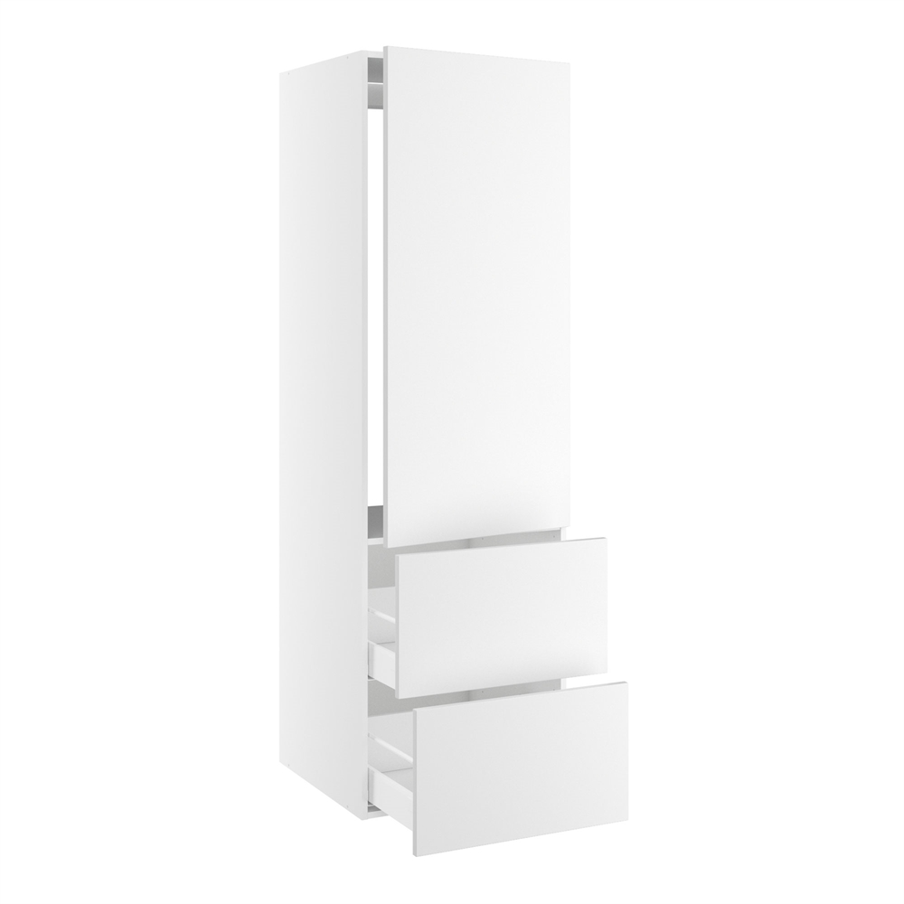 Kitchn Højskab til integreret køl nichemål 1232x567 mm. m/1 låge med hængselsboring H:1244 og 2 skuffer H:348 H:1952 D:580 B:600