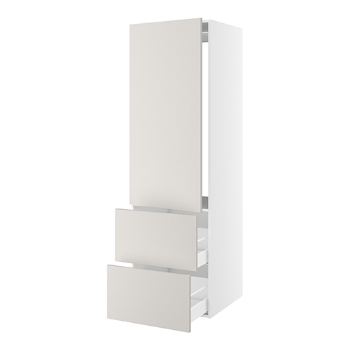 Højskab, t/integreret køl med glideskinner, 1244mm låge, m/hængselsboring, 2 skuffer H:348mm, hul: 1224mm. H:1952 B:600 D:580