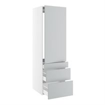 Kitchn Højskab til integreret køl nichemål 1232x567 mm. m/1 låge med hængselsboring H:1244 og 3 skuffer H:316, 252 og 124 H:1952 D:580 B:600