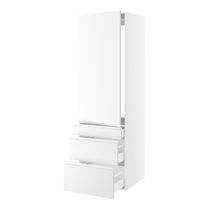 Kitchn Højskab til integreret køl nichemål 1232x567 mm. m/1 låge uden hængselsboring H:1244 og 3 skuffer H:316, 252 og 124 H:1952 D:580 B:600