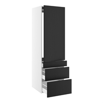 Kitchn Højskab til integreret køl nichemål 1232x567 mm. m/1 låge uden hængselsboring H:1244 og 3 skuffer H:316, 252 og 124 H:1952 D:580 B:600