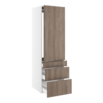 Kitchn Højskab til integreret køl nichemål 1232x567 mm. m/1 låge uden hængselsboring H:1244 og 3 skuffer H:316, 252 og 124 H:1952 D:580 B:600