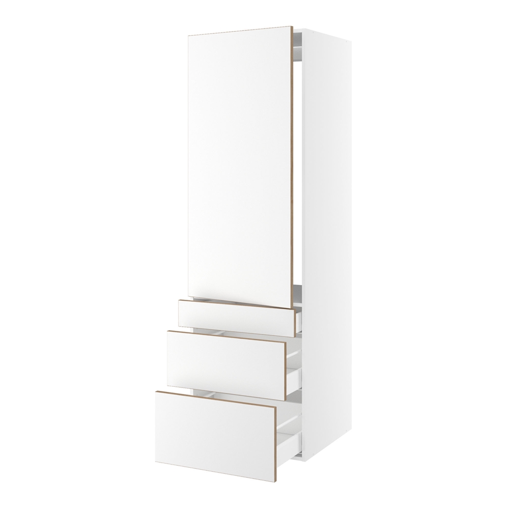 Højskab til integreret køl nichemål 1232x567 mm. m/1 låge uden hængselsboring H:1244 og 3 skuffer H:316, 252 og 124 H:1952 D:580 B:600